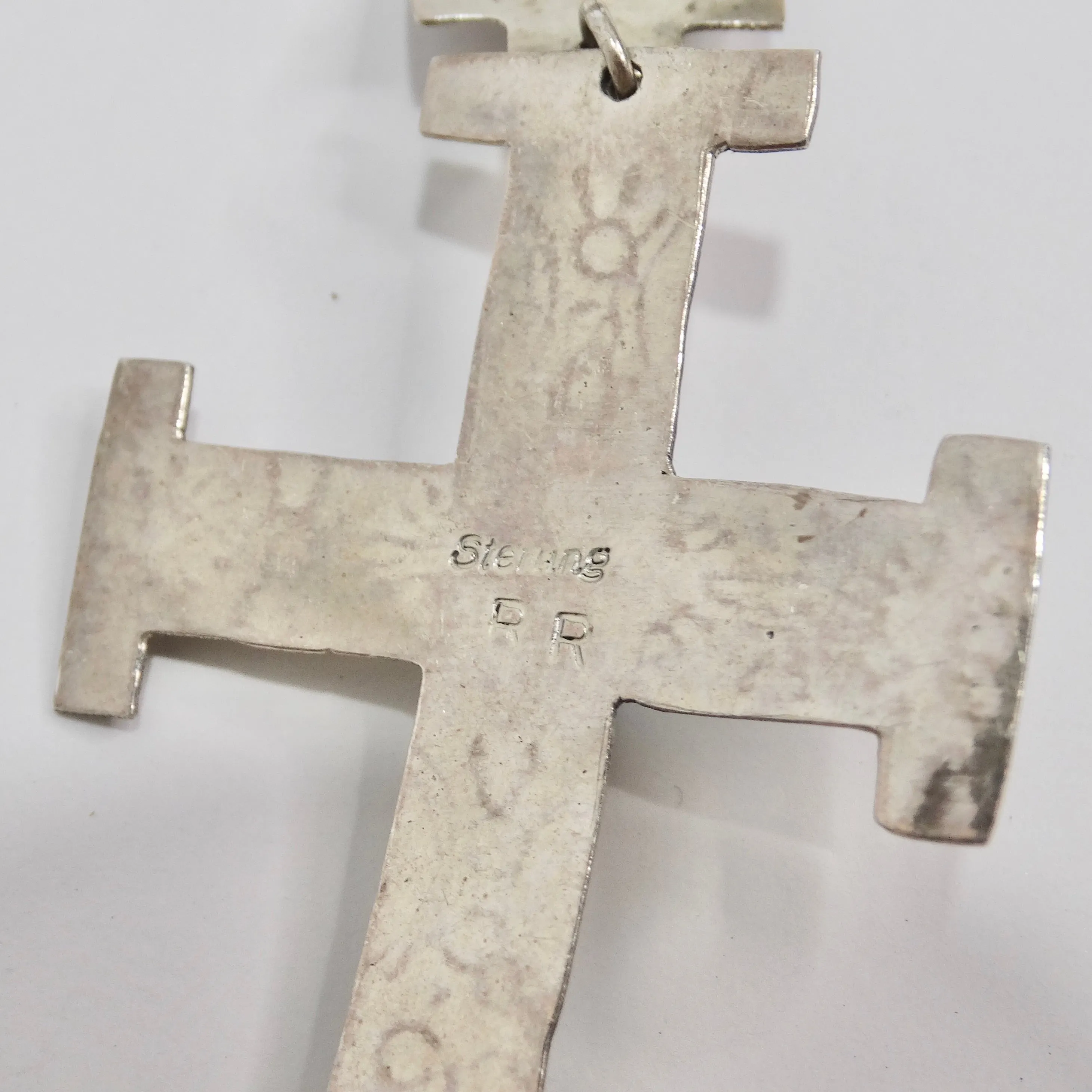 1960 Silver Turquoise Cross Earrings