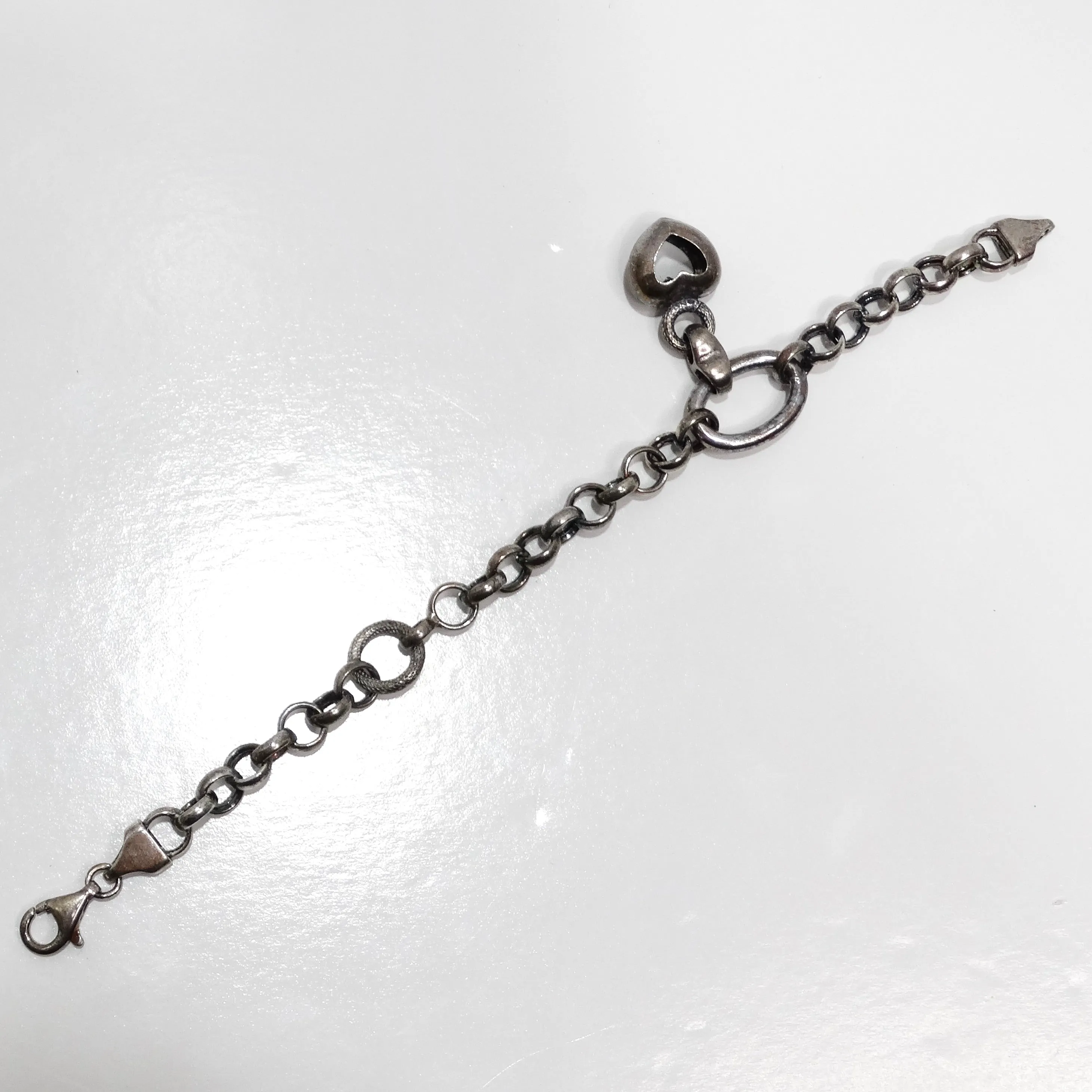 1970s Solid Silver Heart Charm Bracelet