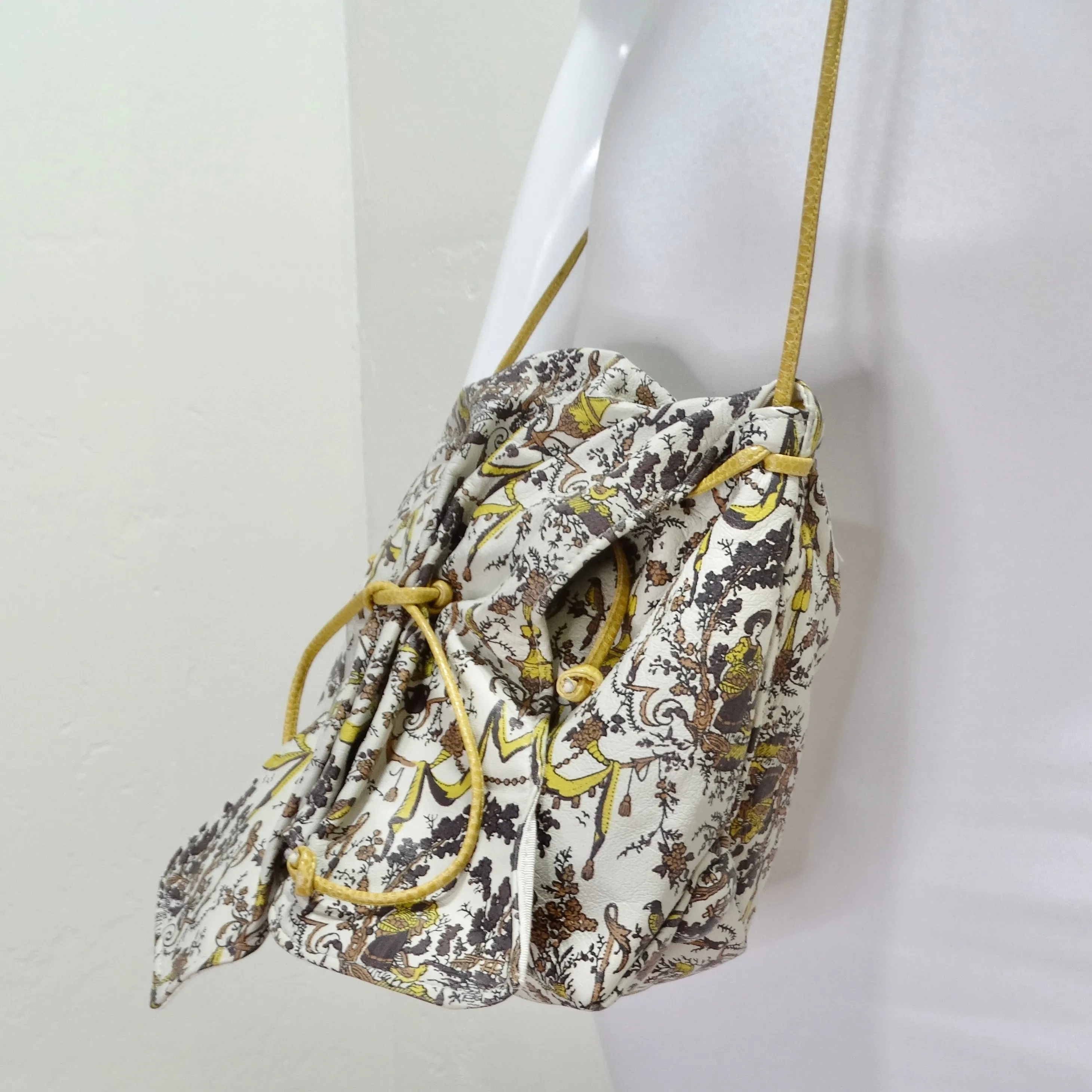 1980s Carlos Falchi Drawstring Crossbody Bag