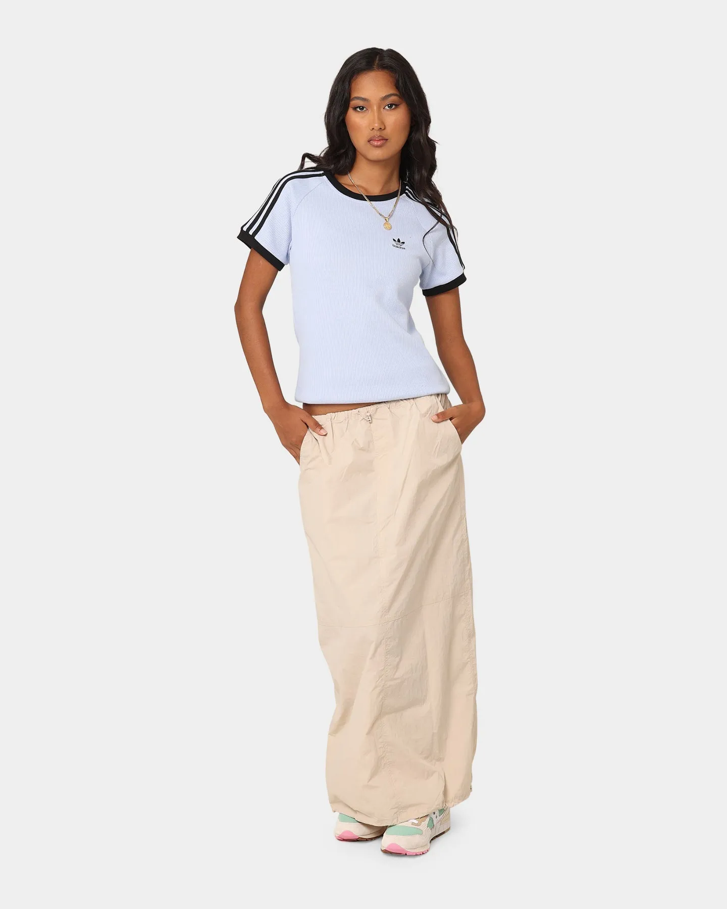 Adidas Women's 3 Stripe Slim T-Shirt Bludaw