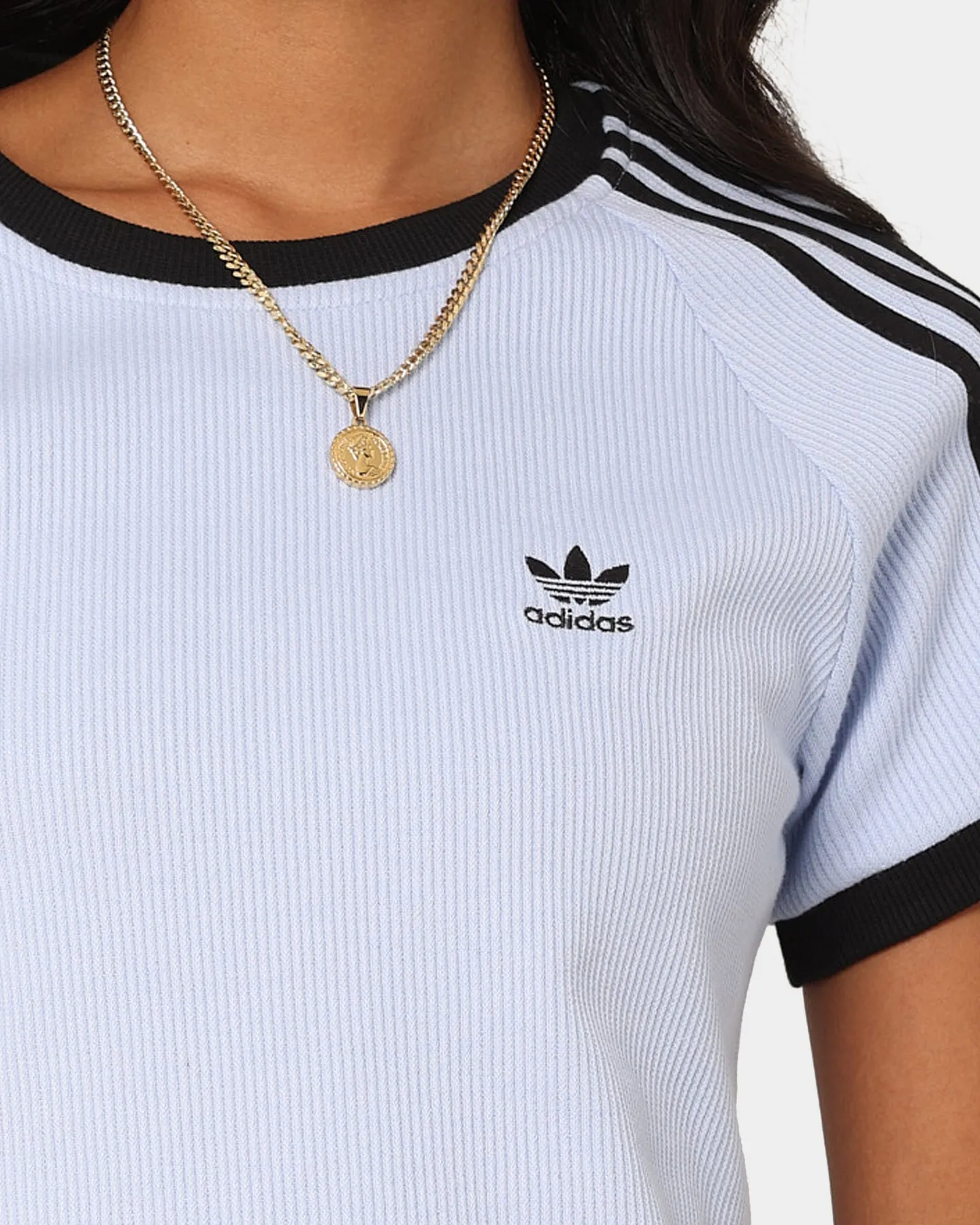 Adidas Women's 3 Stripe Slim T-Shirt Bludaw