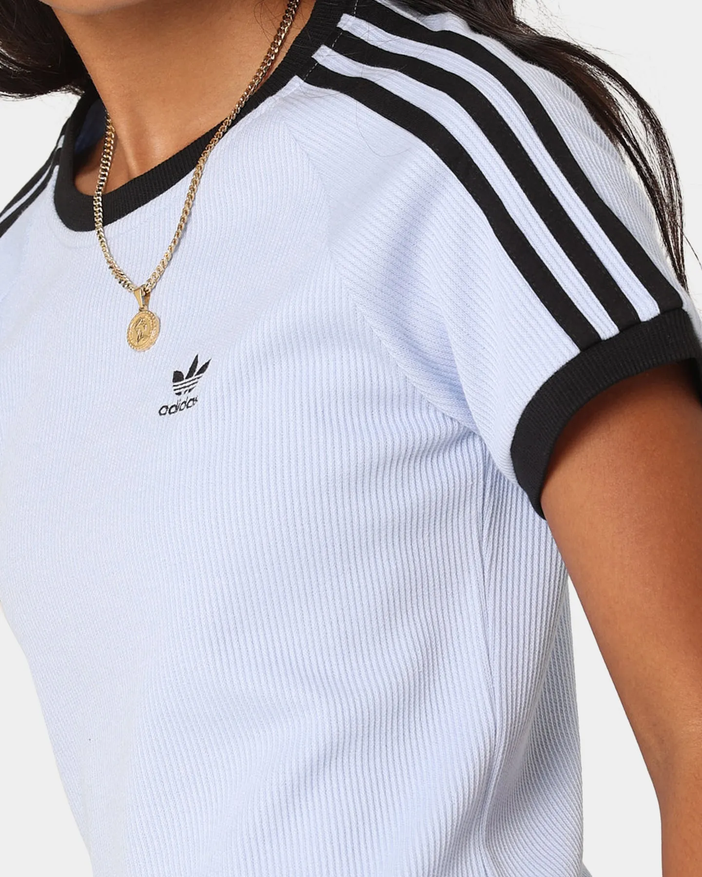 Adidas Women's 3 Stripe Slim T-Shirt Bludaw