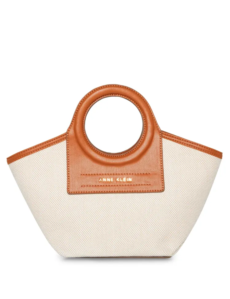 Anne Klein Canvas Convertible Crossbody Handbag With Round Top Handle