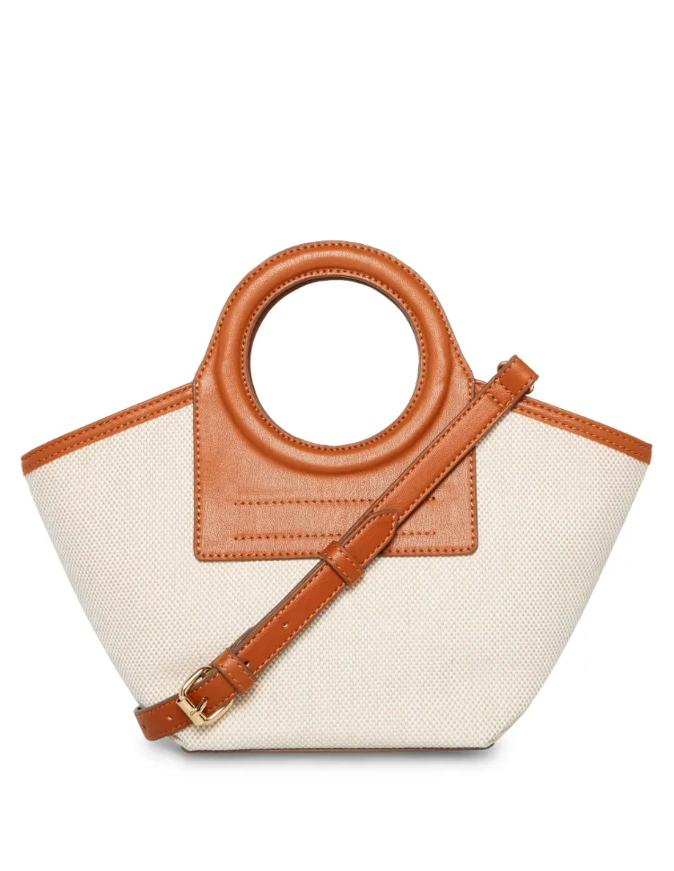 Anne Klein Canvas Convertible Crossbody Handbag With Round Top Handle
