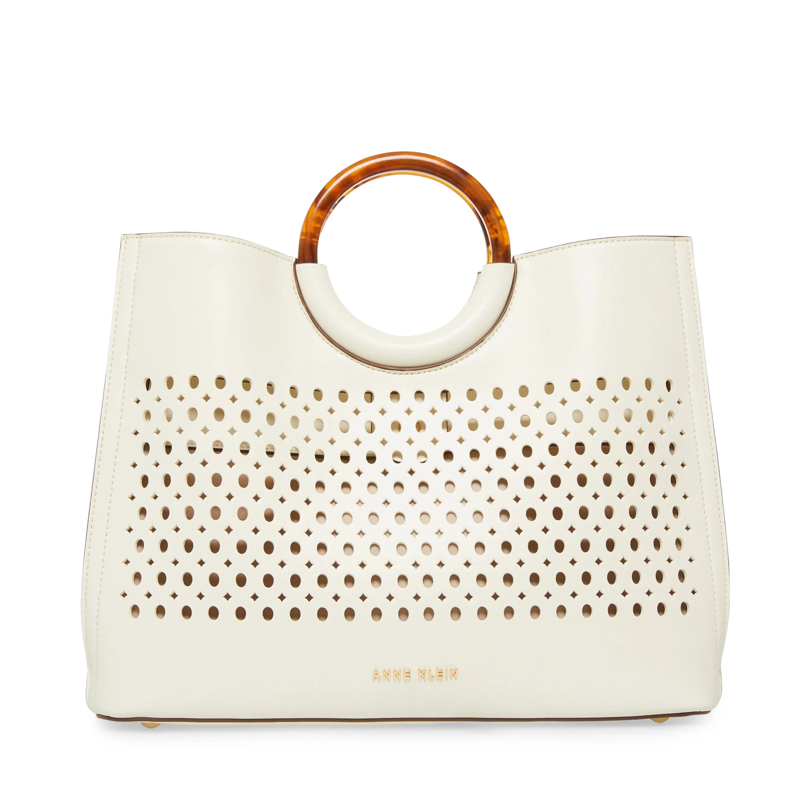 Anne Klein Perforated Round Handle Satchel Handbag