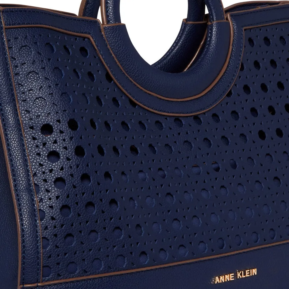 Anne Klein Perforated Satchel Handbag with Convertible Strap