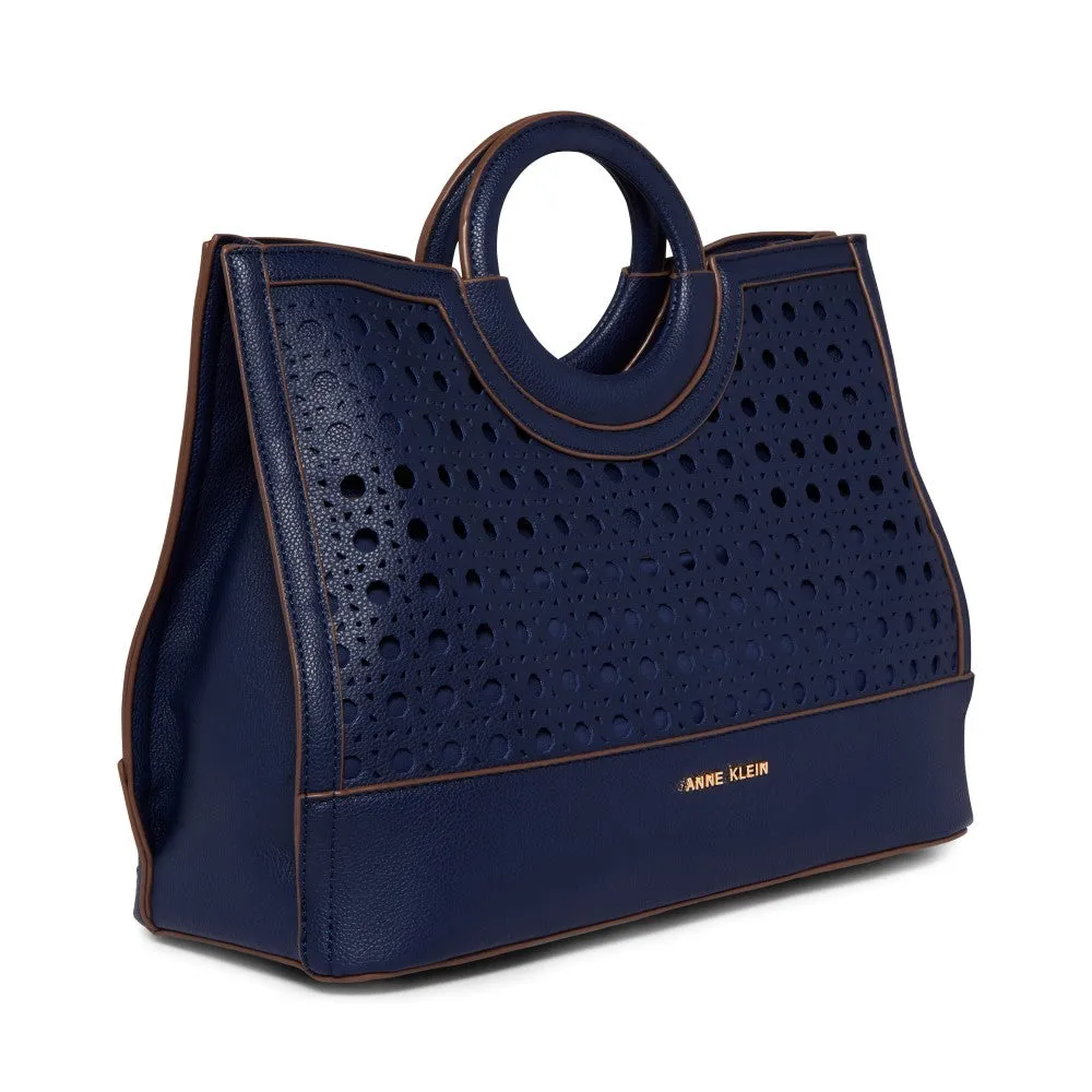 Anne Klein Perforated Satchel Handbag with Convertible Strap