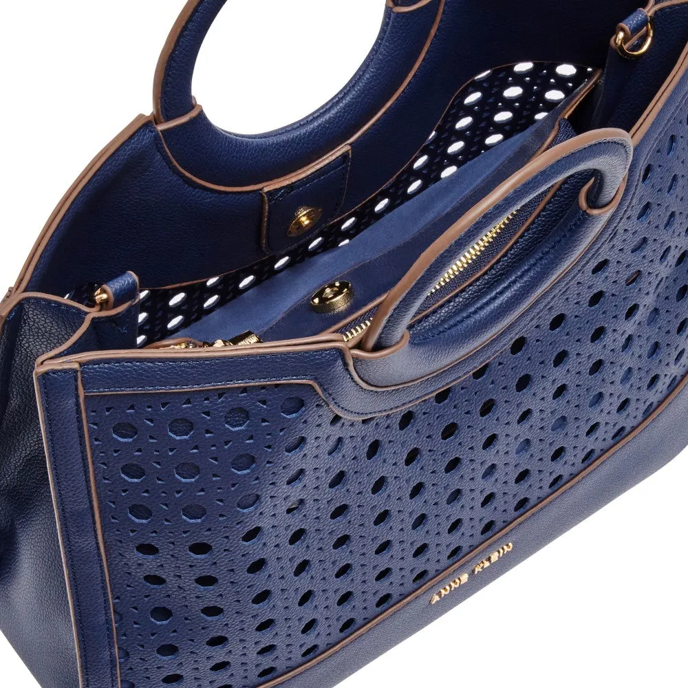 Anne Klein Perforated Satchel Handbag with Convertible Strap