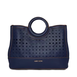 Anne Klein Perforated Satchel Handbag with Convertible Strap