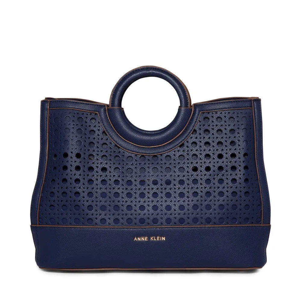 Anne Klein Perforated Satchel Handbag with Convertible Strap