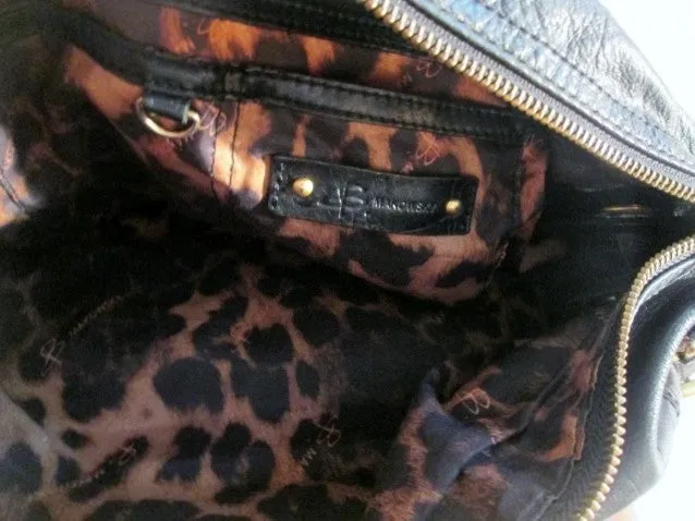 B. MAKOWSKY Buttery Soft Croc Pattern Leather TOTE carryall satchel bag BLACK