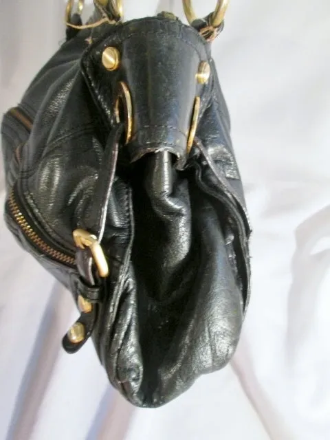 B. MAKOWSKY Buttery Soft Croc Pattern Leather TOTE carryall satchel bag BLACK
