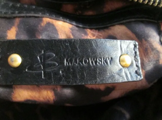 B. MAKOWSKY Buttery Soft Croc Pattern Leather TOTE carryall satchel bag BLACK