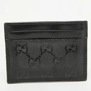 Black GG Imprime Canvas and Leather Card Holder
