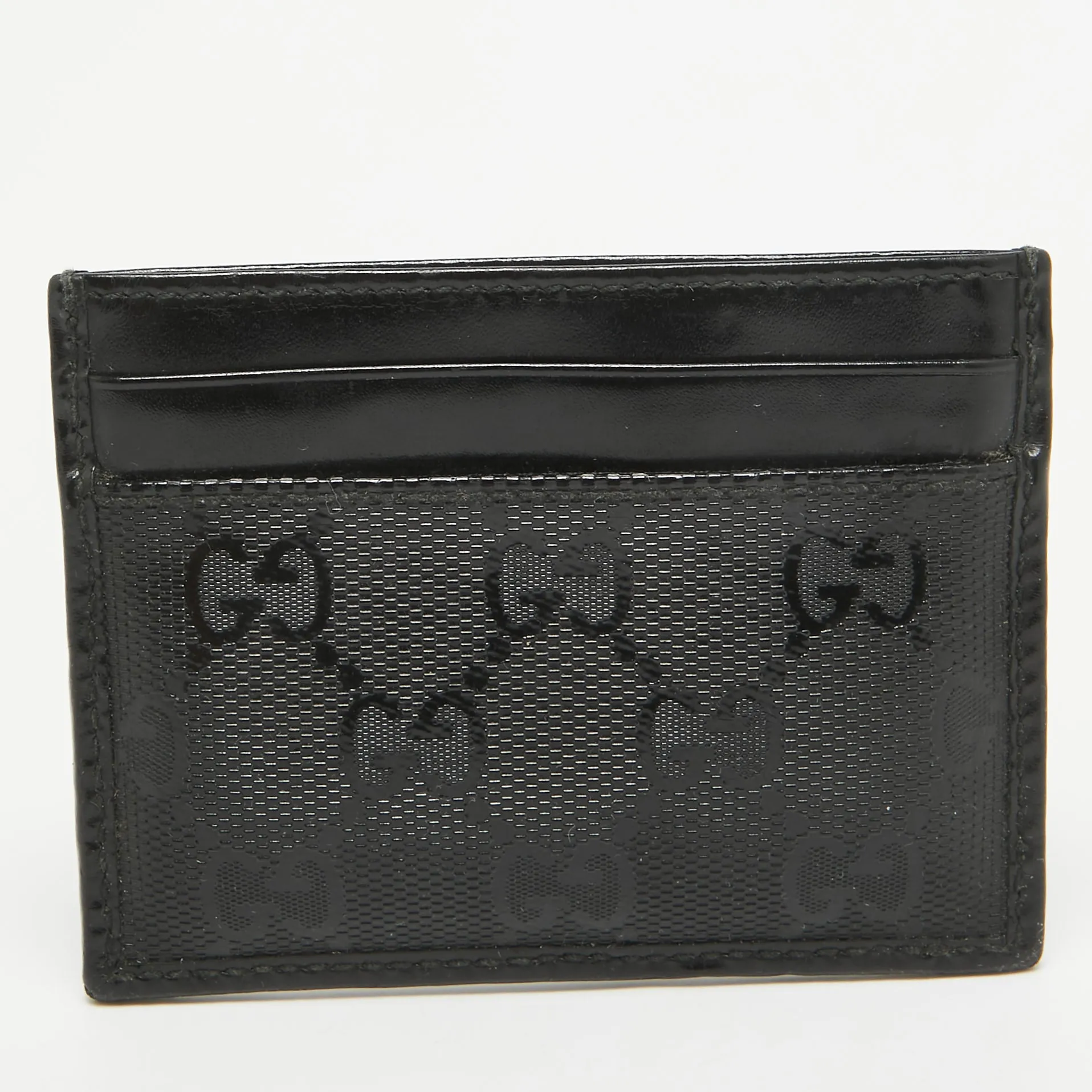Black GG Imprime Canvas and Leather Card Holder