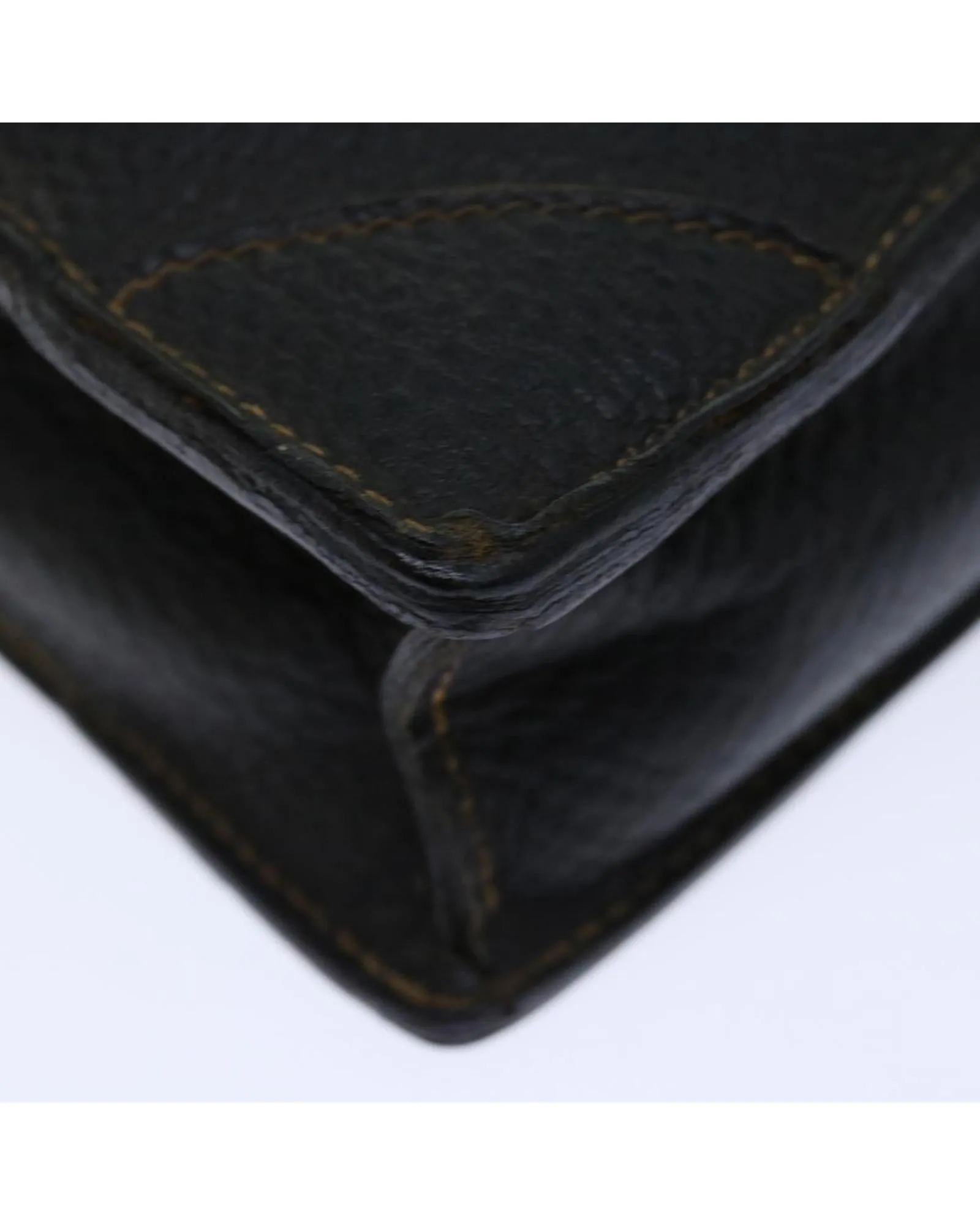 Black Leather Hand Bag with Logo Embossment