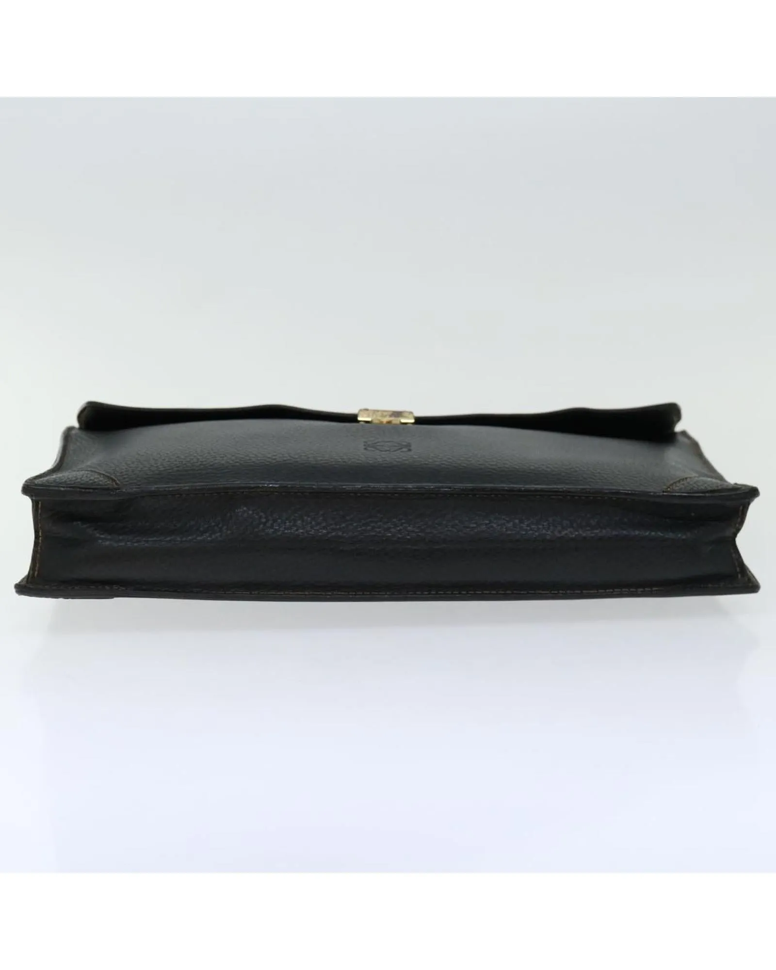 Black Leather Hand Bag with Logo Embossment