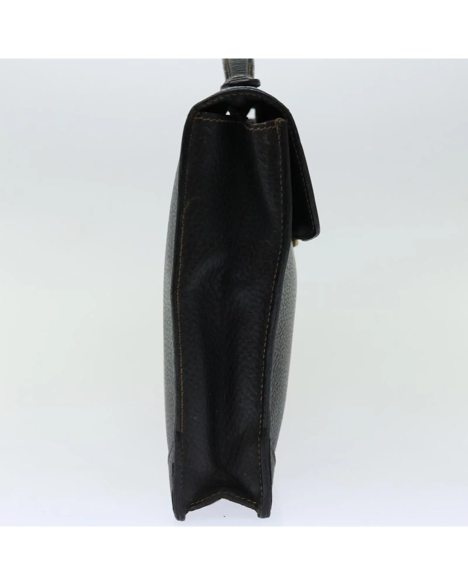 Black Leather Hand Bag with Logo Embossment