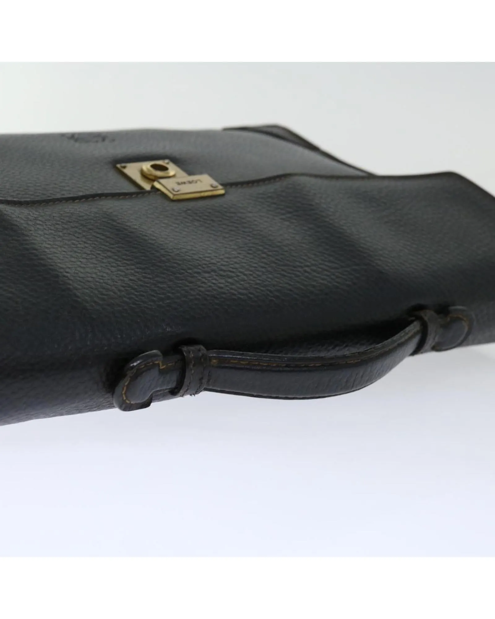 Black Leather Hand Bag with Logo Embossment