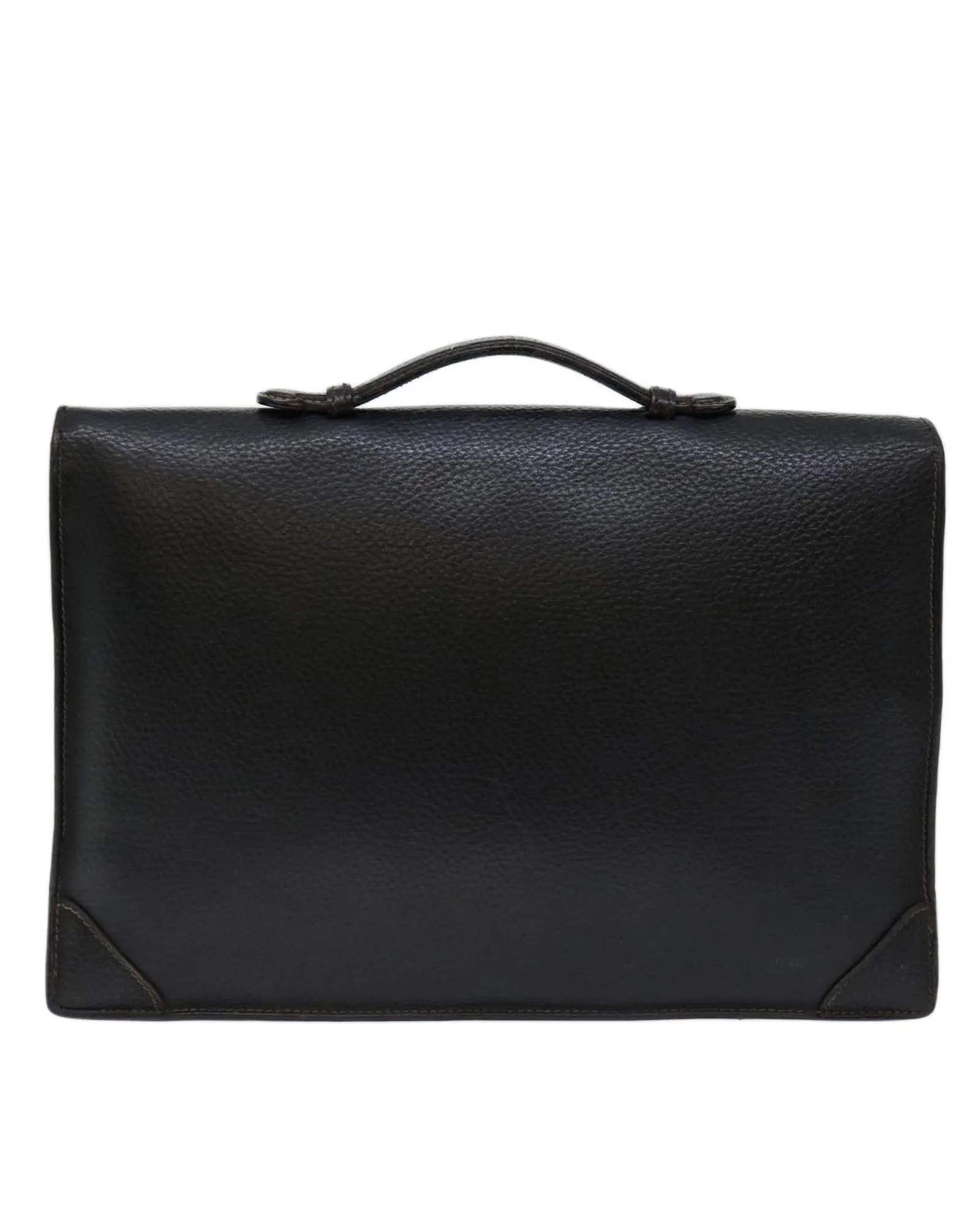 Black Leather Hand Bag with Logo Embossment