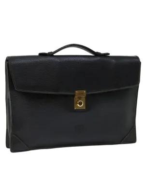 Black Leather Hand Bag with Logo Embossment