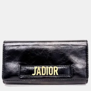 Black Leather J'Adior Mini Chain Crossbody Bag