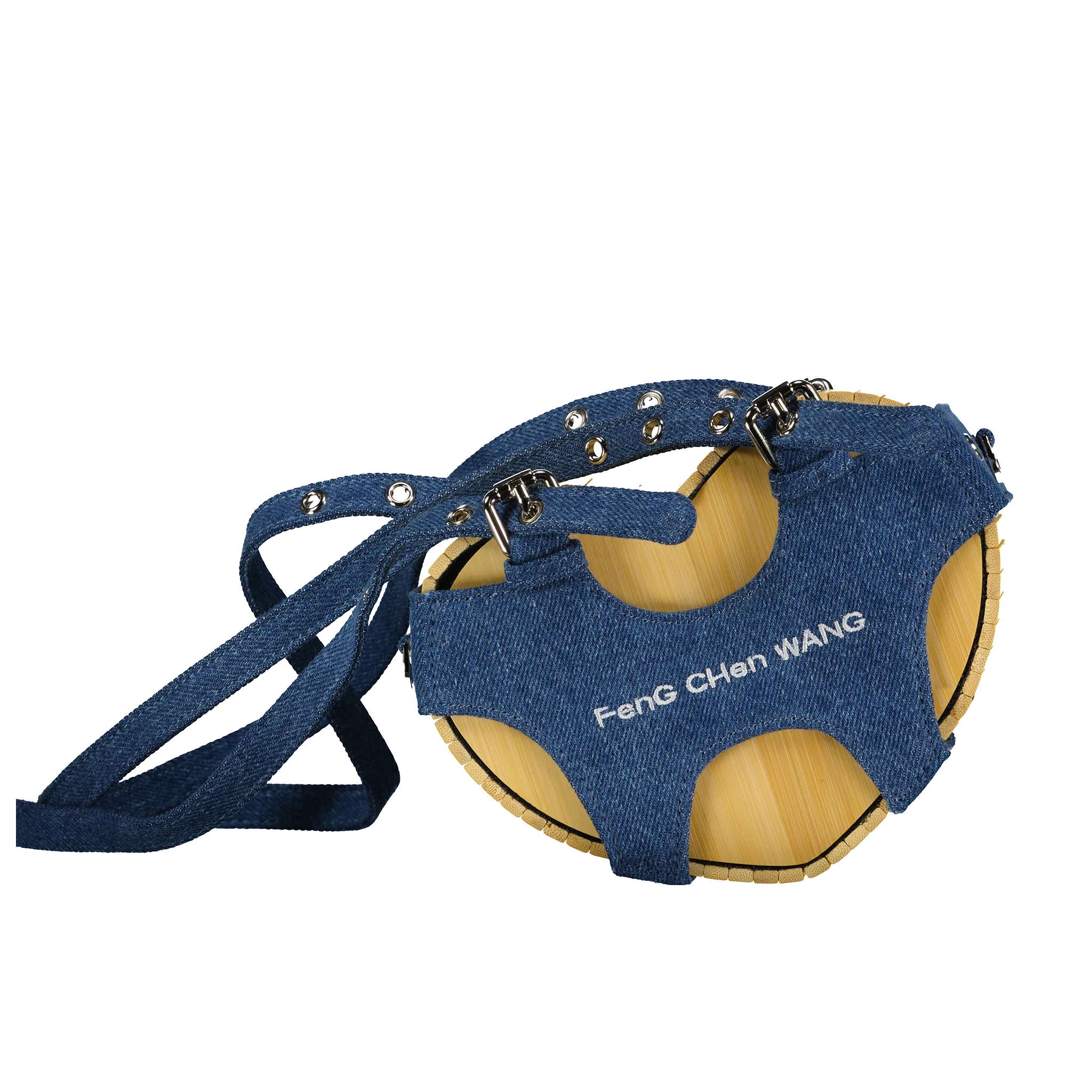 Blue Denim Heart Shaped Bamboo Bag