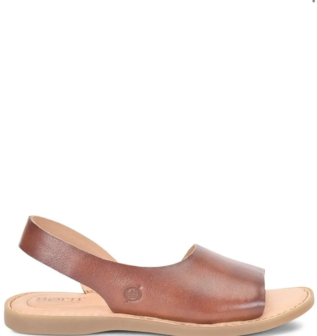 BORN INLET Women's LEATHER CASUAL SANDAL DARK TAN BOURBON