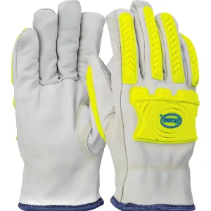 Boss 09-LC571MP/XXL Economy Top Grain Goatskin Leather Drivers Glove with HPPE Blend Lining and Hi-Vis Impact Protection