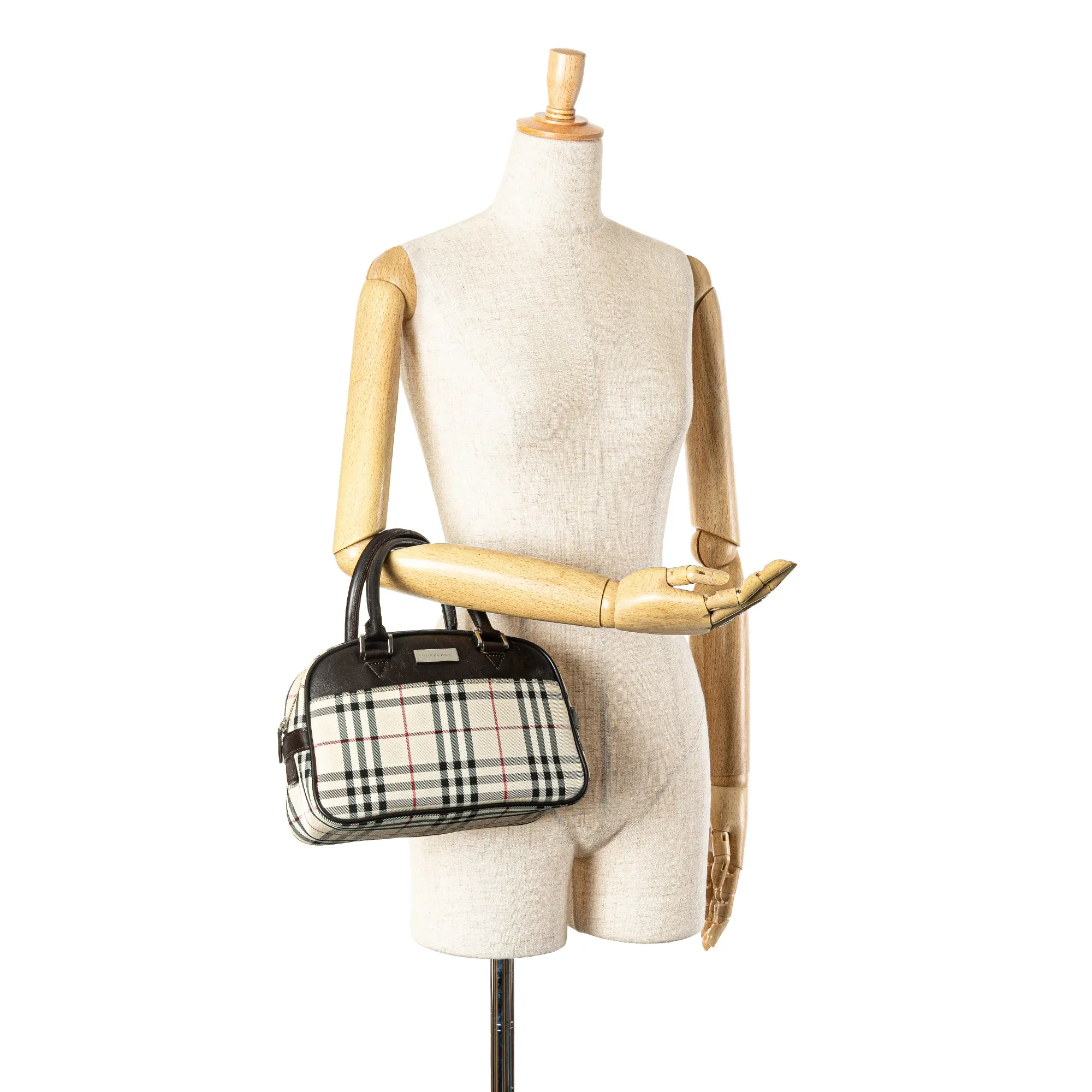 Brown Burberry House Check Canvas Handbag