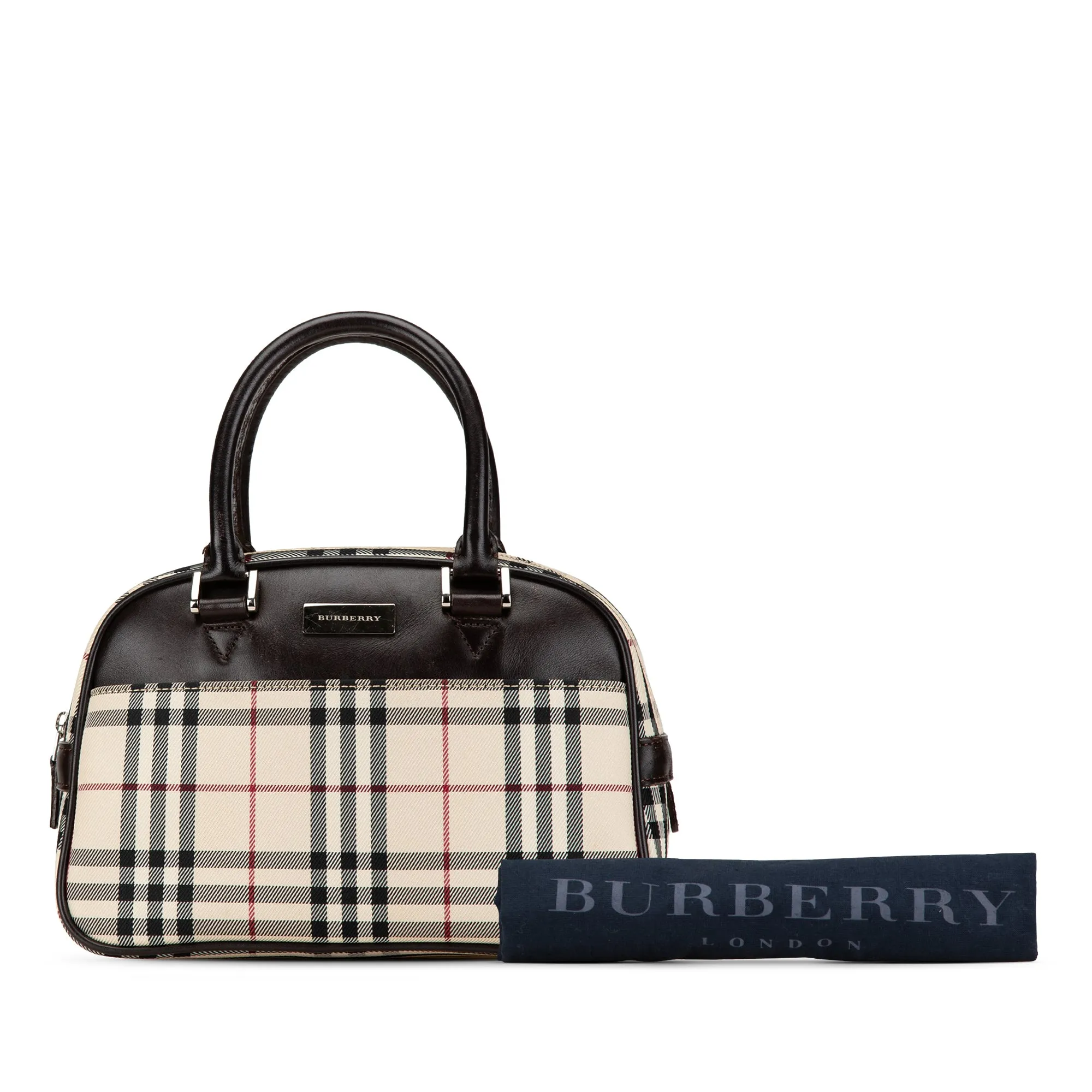 Brown Burberry House Check Canvas Handbag