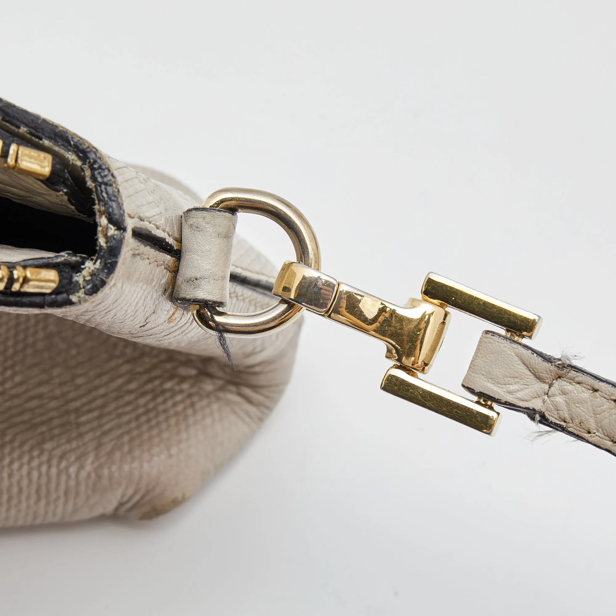 Burberry Light Grey Textured Leather Chichester Crossbody Bag