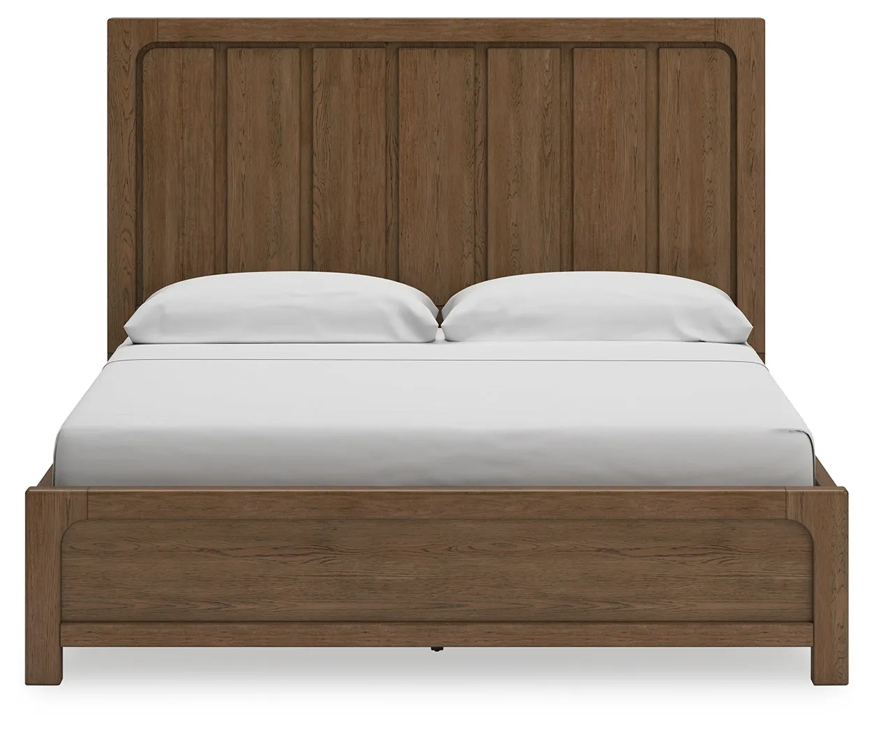 Cabalynn King Panel Bed with Storage with Mirrored Dresser and 2 Nightstands in Light Brown