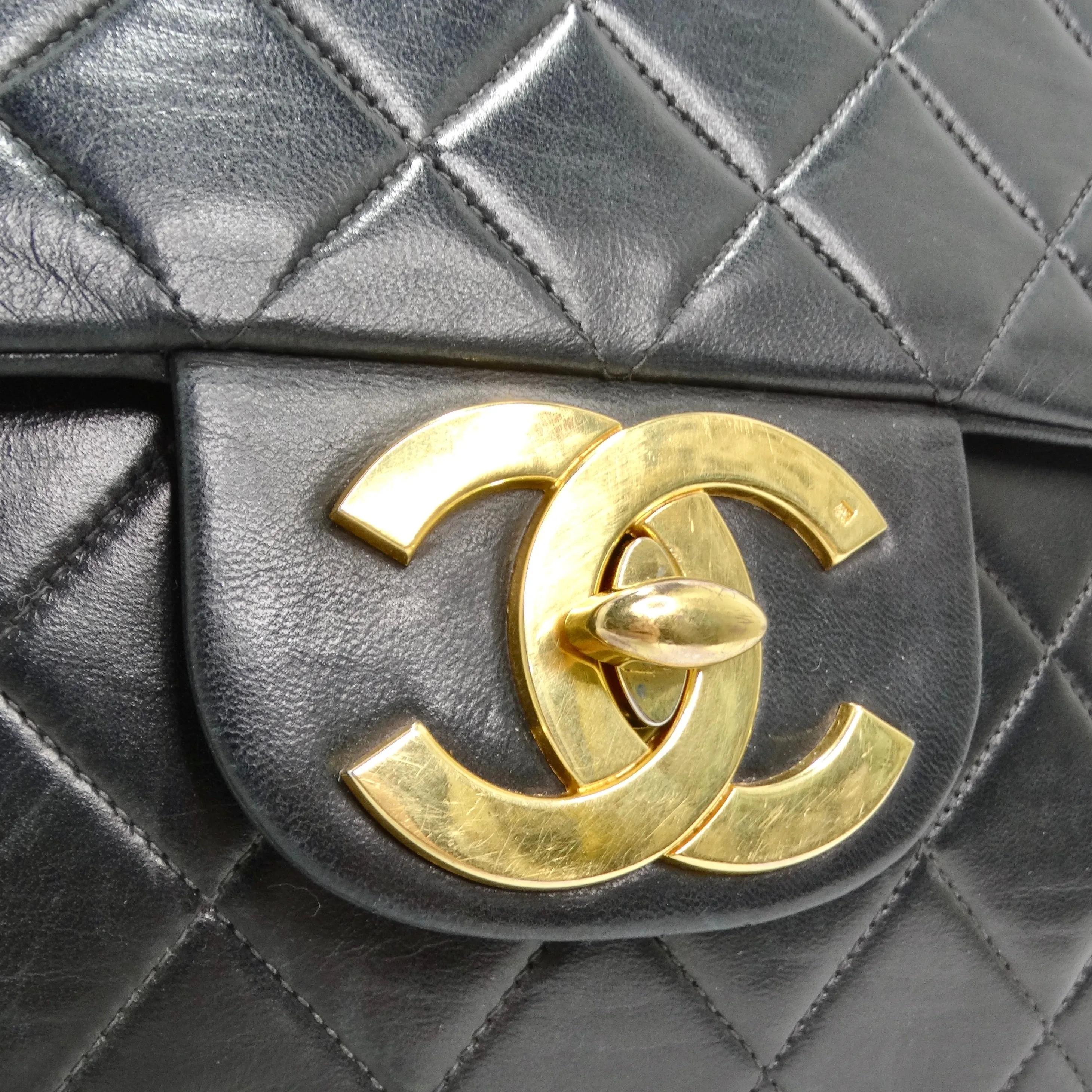 Chanel 1980s Classic Black Leather Maxi Single Flap Handbag