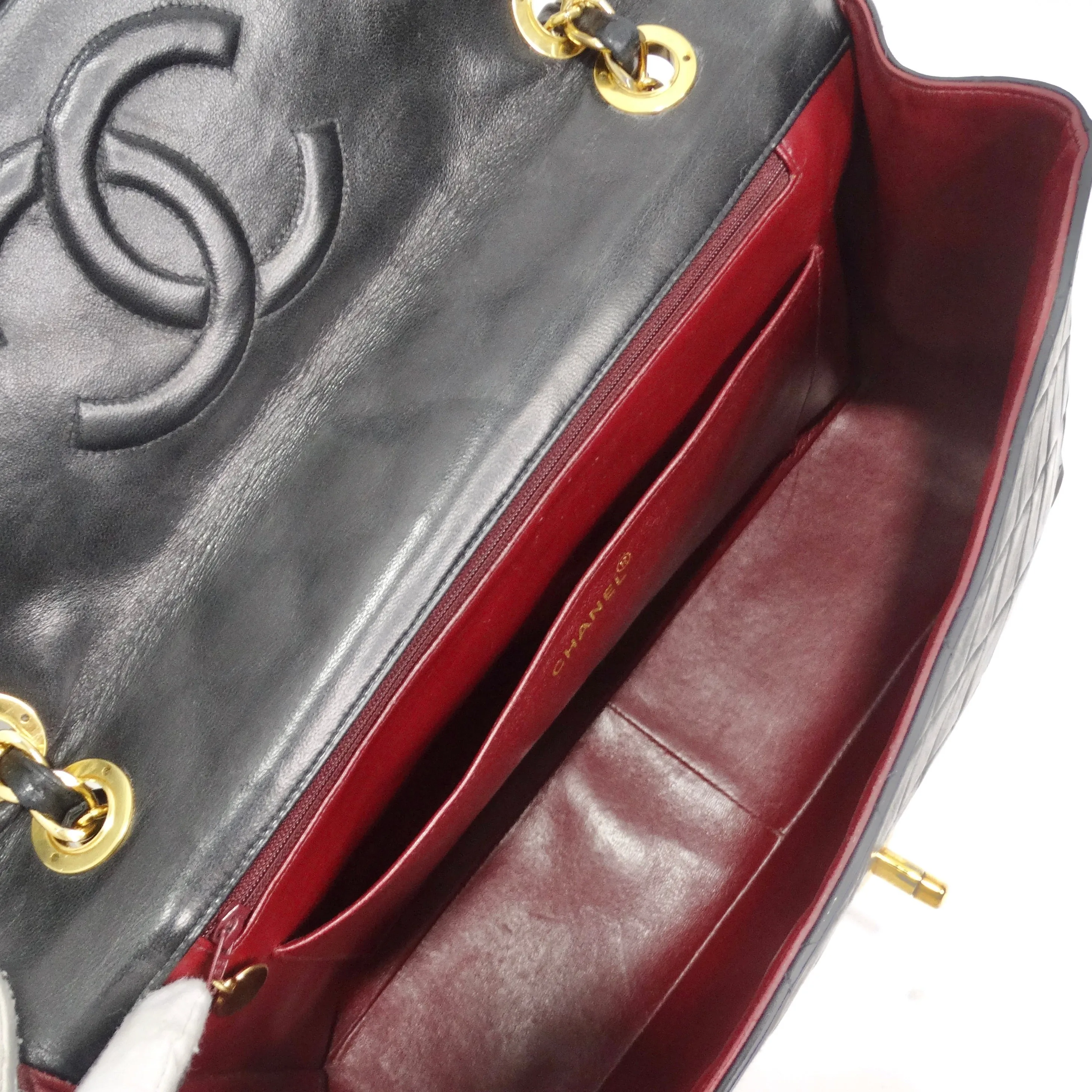 Chanel 1980s Classic Black Leather Maxi Single Flap Handbag