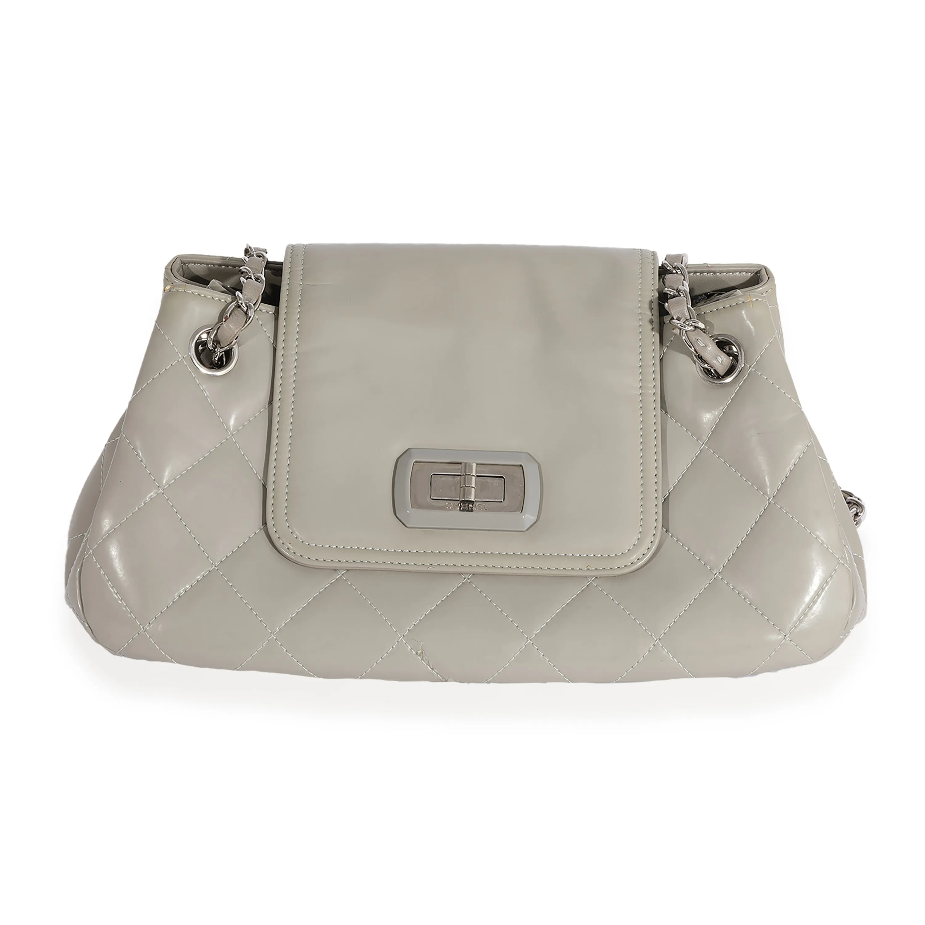 CHANEL Gray Quilted Glazed Leather Reissue Accordion Flap Bag