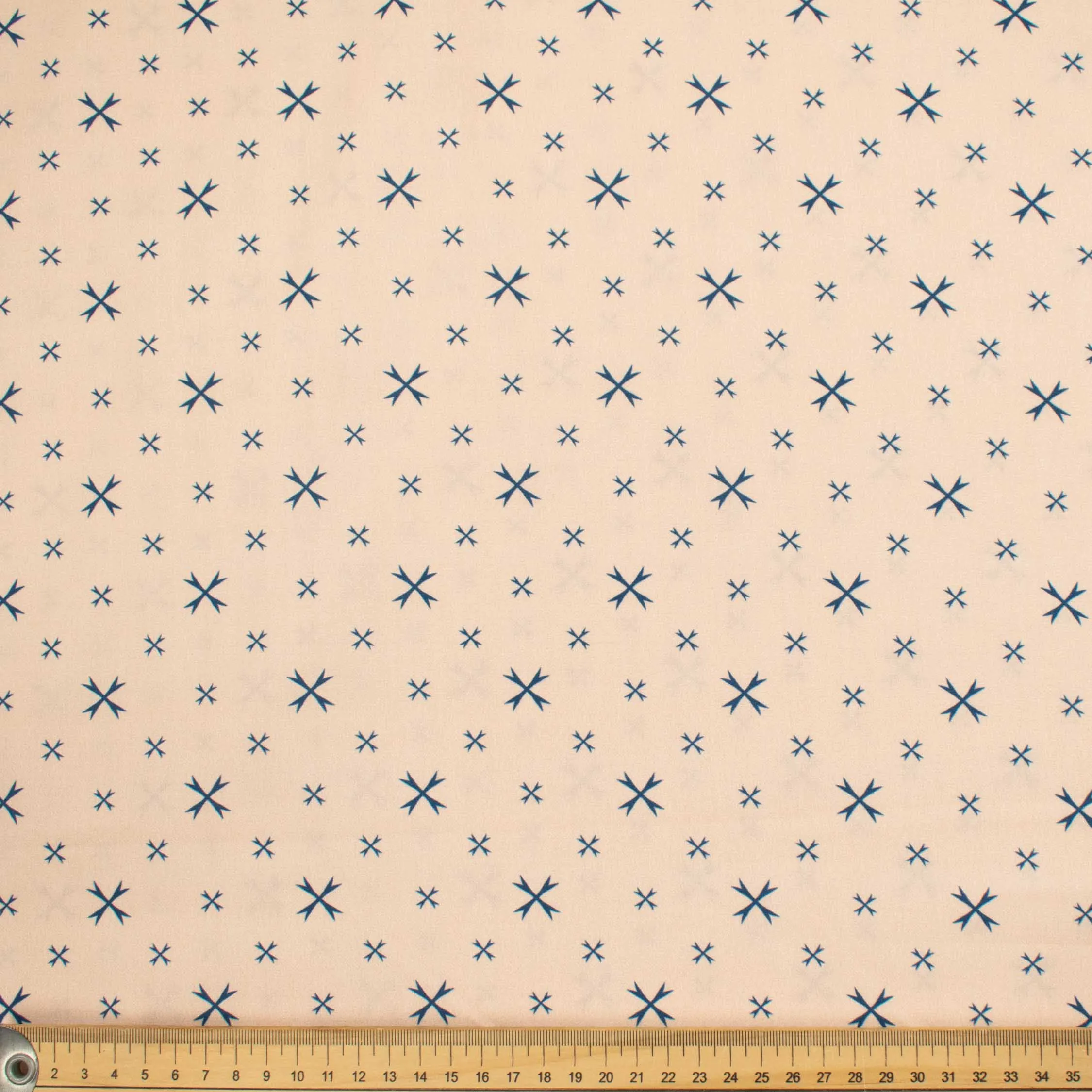 Country Side Collection #23 Blue Cross Quadrilateral on Peach Cotton Prints