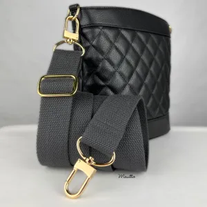 Dark Gray Heavy-duty Fabric Bag Strap (Adjustable 32-56" Shoulder to Crossbody Length) - Thick Cotton Canvas Woven Material 1.5" Wide