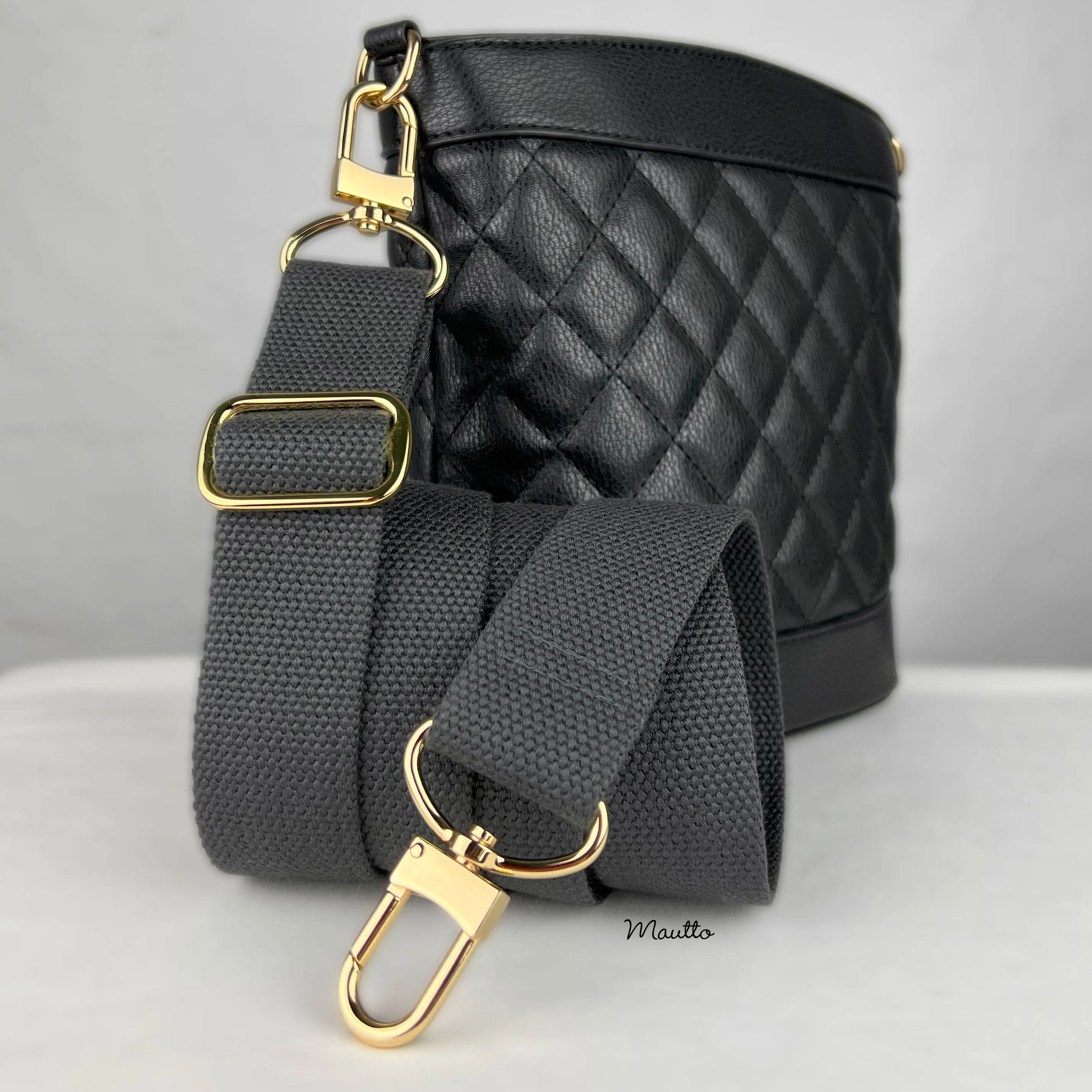 Dark Gray Heavy-duty Fabric Bag Strap (Adjustable 32-56" Shoulder to Crossbody Length) - Thick Cotton Canvas Woven Material 1.5" Wide