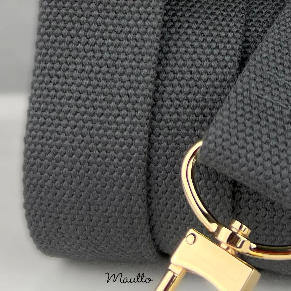 Dark Gray Heavy-duty Fabric Bag Strap (Adjustable 32-56" Shoulder to Crossbody Length) - Thick Cotton Canvas Woven Material 1.5" Wide