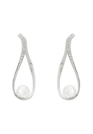 Eternal Embrace Pearl Earrings Silver