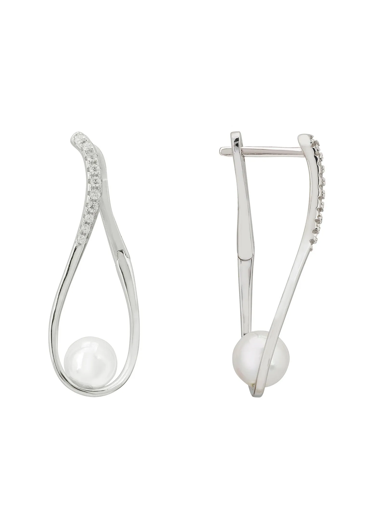 Eternal Embrace Pearl Earrings Silver