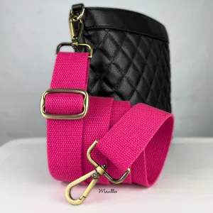 Fuchsia Heavy-duty Fabric Bag Strap (Adjustable 32-56" Shoulder to Crossbody Length) - Thick Cotton Canvas Woven Material 1.5" Wide