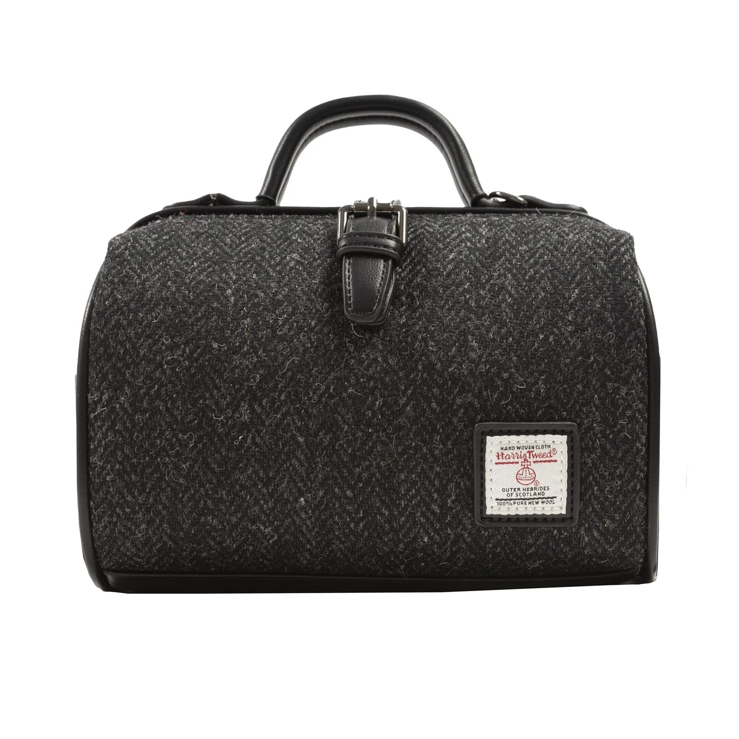 Harris Tweed Medium Doctor Bag Black Herringbone