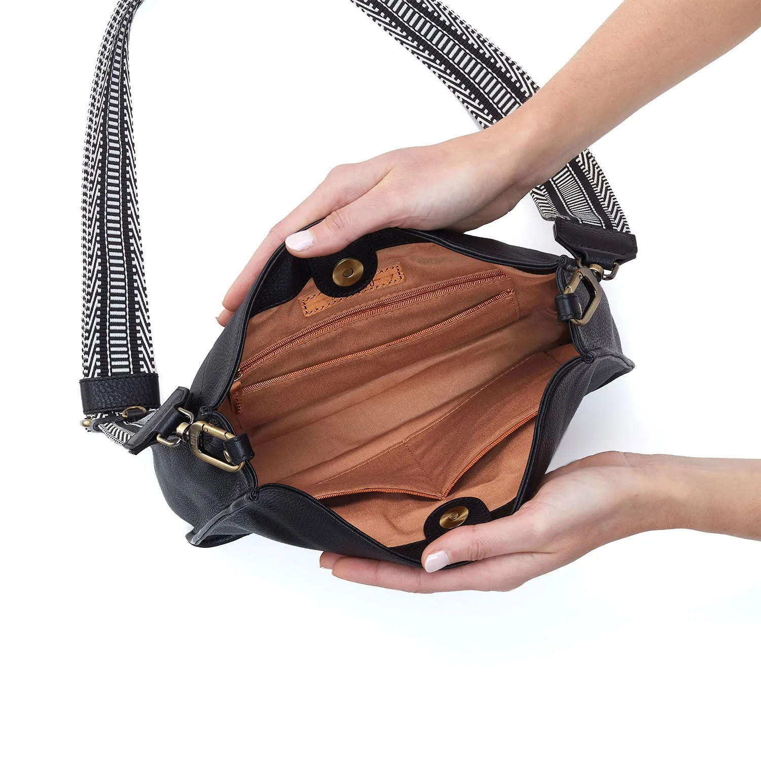 Hobo Cass Crossbody Black Pebbled Leather