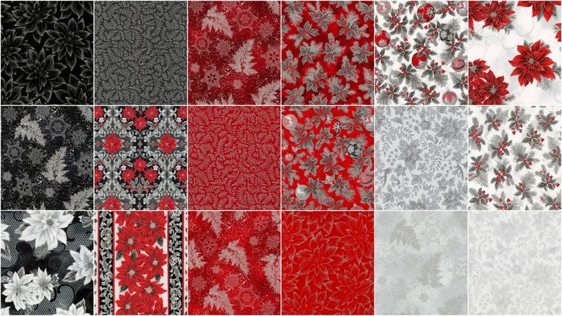 Holiday Flourish 12 Scarlet Metallic Fat Quarter Bundle