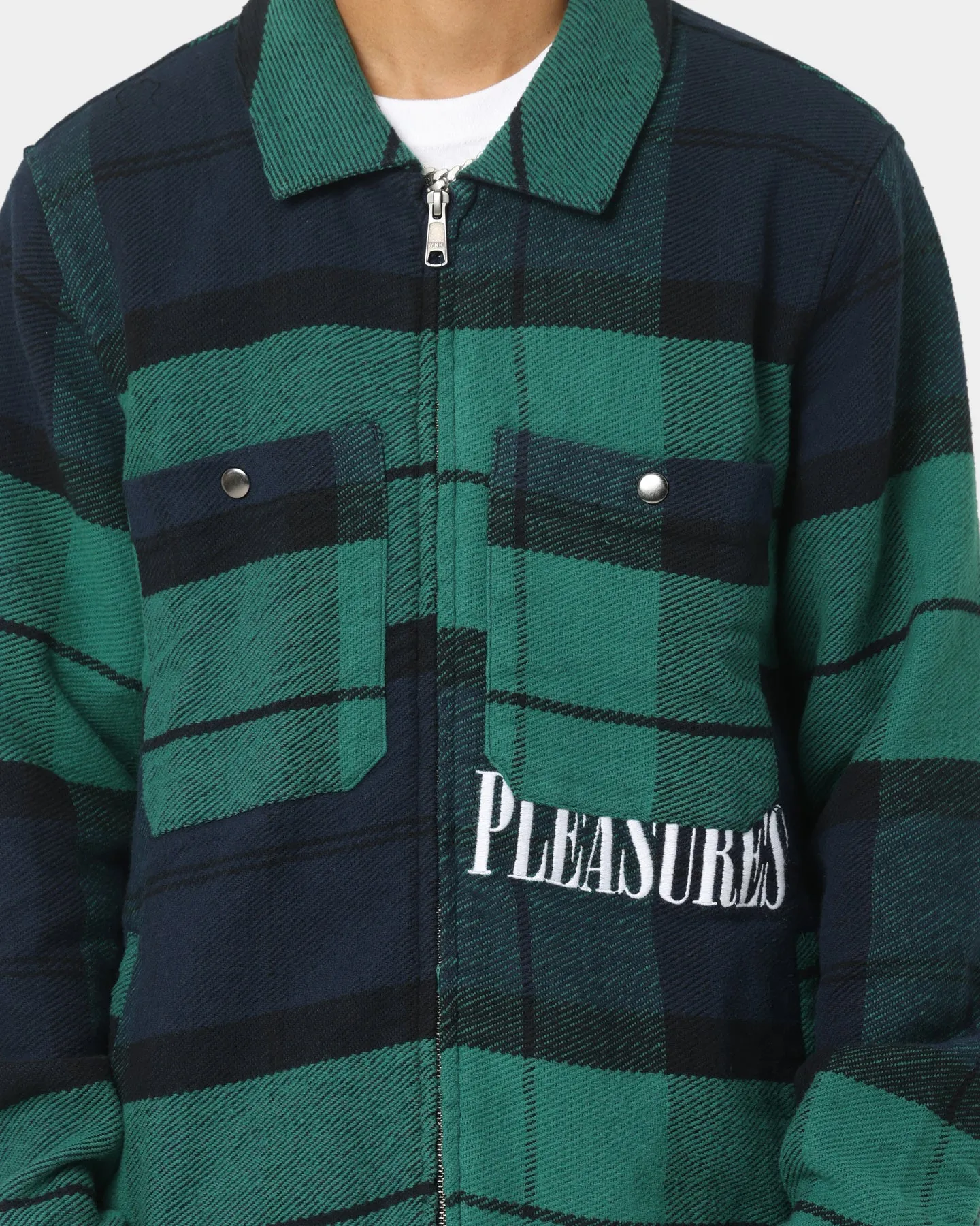 HUF X Pleasures Blackwatch Work Jacket Navy