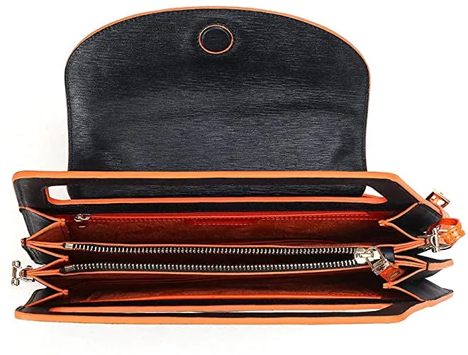 I AM CENTERED! MODERN EPI GRAINED BLACK LEATHER HANDBAG