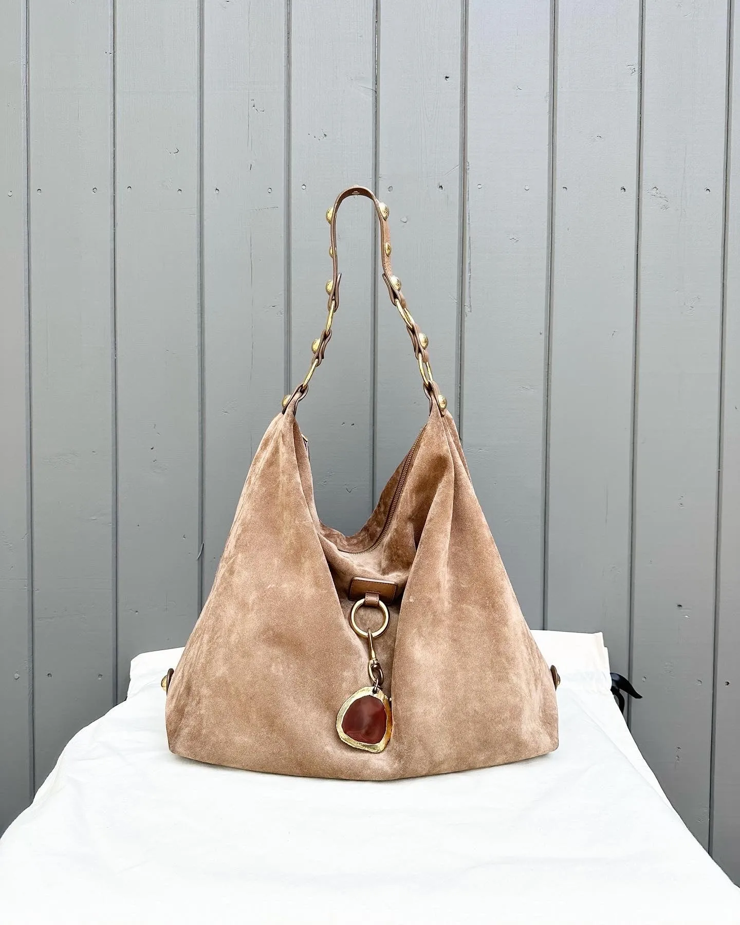 LANVIN Suede Large Slouchy Hobo Bag