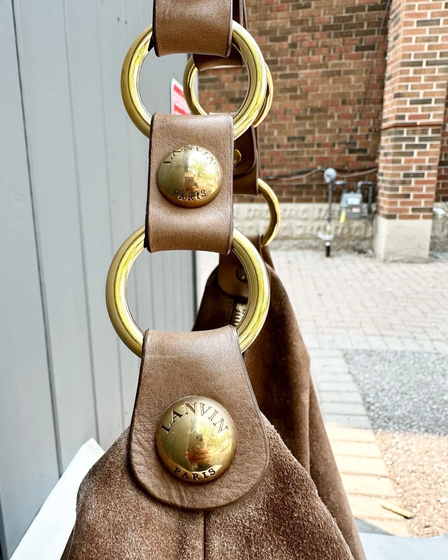 LANVIN Suede Large Slouchy Hobo Bag